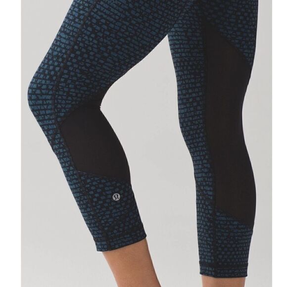 Lululemon Pace Rival Crop Legging Shatter Weave Desert Teal Blue - Picture 13 of 14